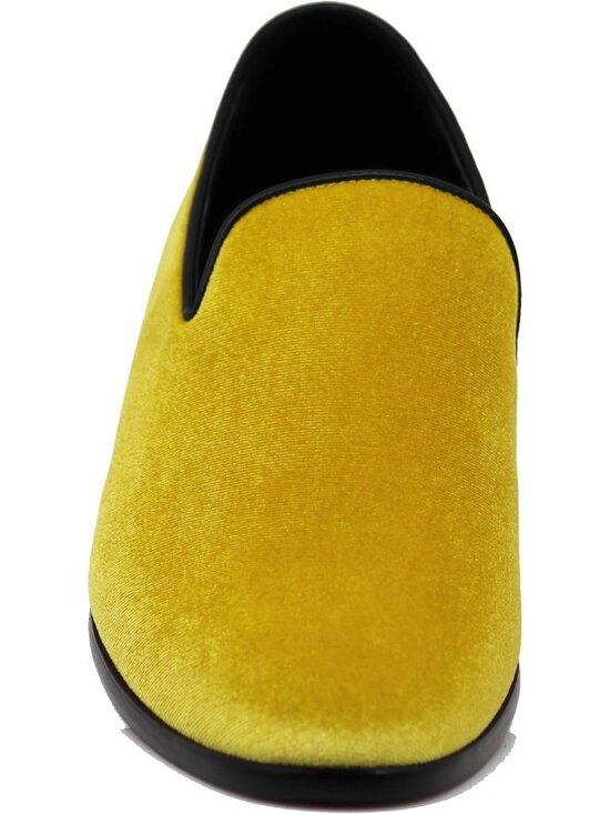 Alberto Fellirni Men\'s Yellow Vintage Velvet Loafer Tuxedo Slip On Formal Shoes